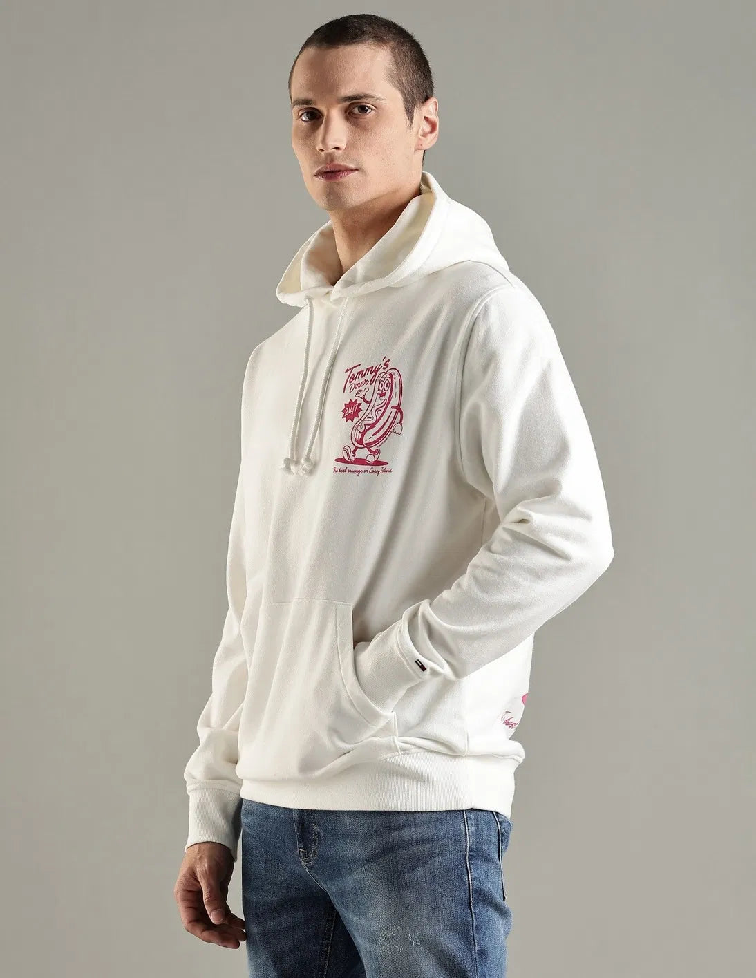Tommy’s Diner Hoodie – White Graphic