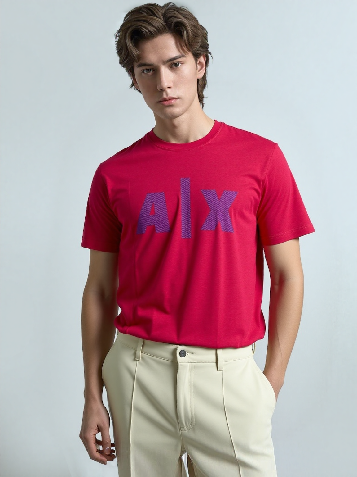 ARMANI EXCHANG Crew-Neck T-Shirt with Rubber print Logo - slim fit
