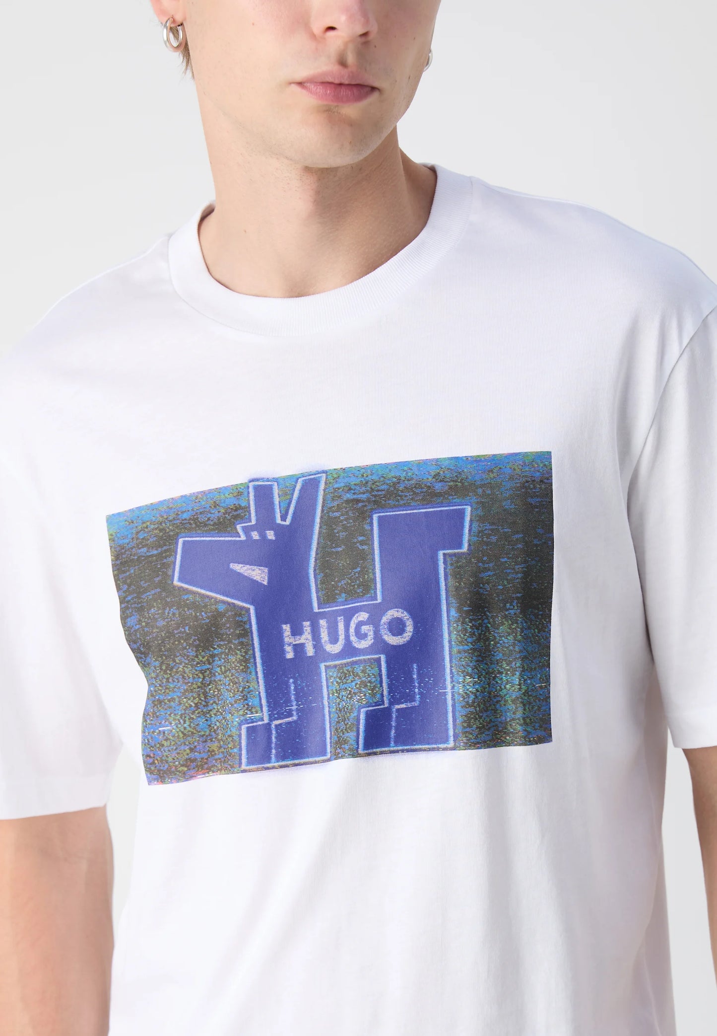 HUGO Men's Cyber-Dog Graphic Box Logo Luxury T-Shirt