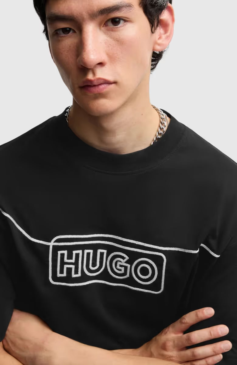 HUGO Men's Continuous One-Line Logo Luxury T-Shirt