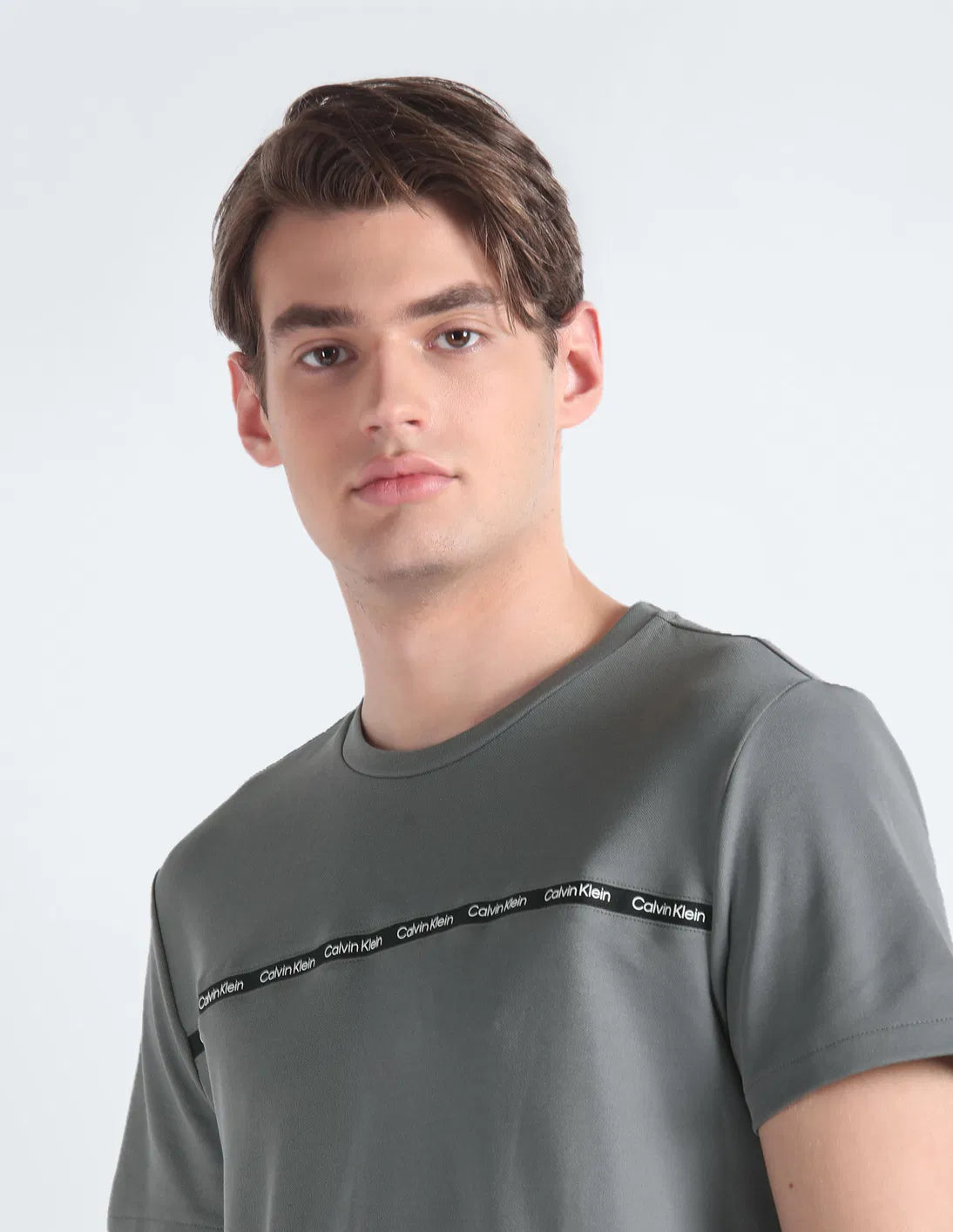 Calvin Klein Logo Tape Chest Crew Neck T-Shirt
