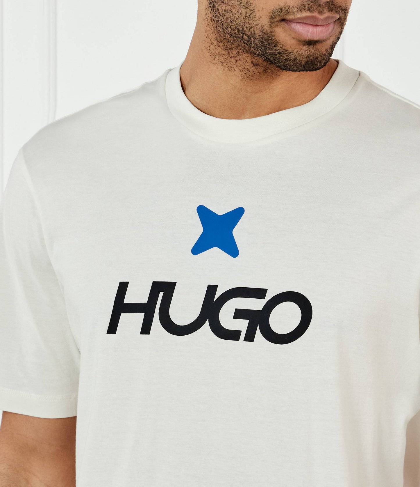 HUGO Cotton T-Shirt with Circular Logo Graphic Print