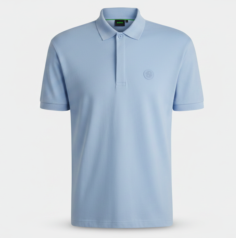 Boss Modern Performance Polo with Tonal Rubberized Logo Green Line