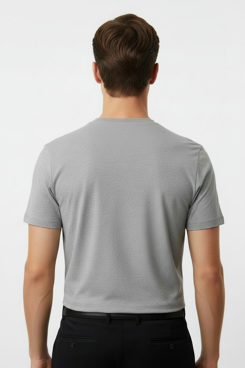 BOSS Men's Grey Graphic T-Shirt - Circular Logo Print