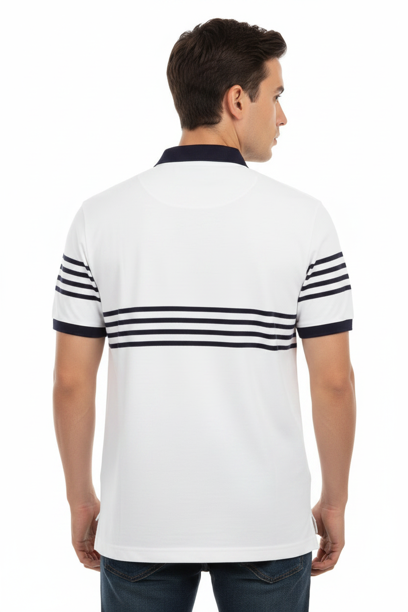 U.S. Polo Assn. Men's Striped Chest and Sleeve Polo Shirt with Number 2 Patch