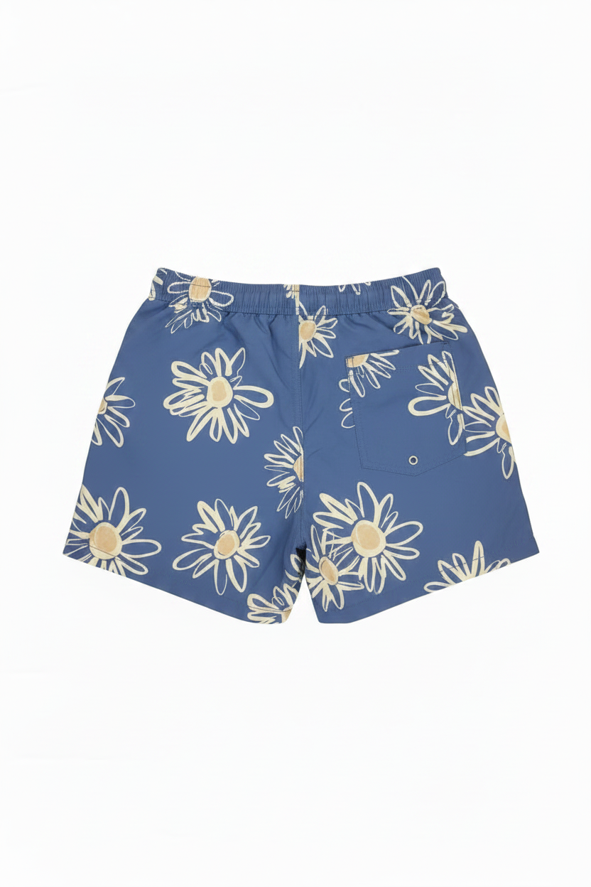 MNG Large Sunflower Print Swim Shorts with Elastic Drawstring Waist