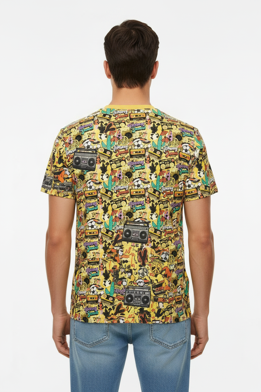 Tommy Jeans Men's Retro All-Over Print Graphic T-Shirt - Yellow