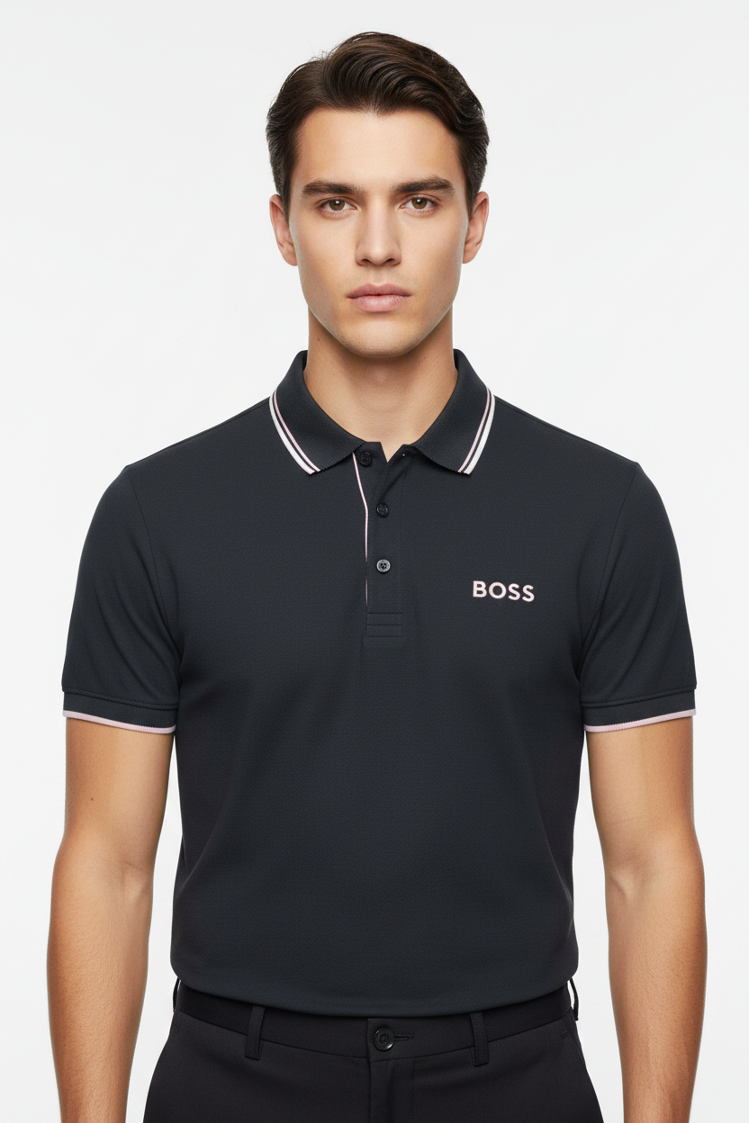 BOSS Men's Slim-Fit Polo Shirt with Contrast Tipping and Embroidered Logo