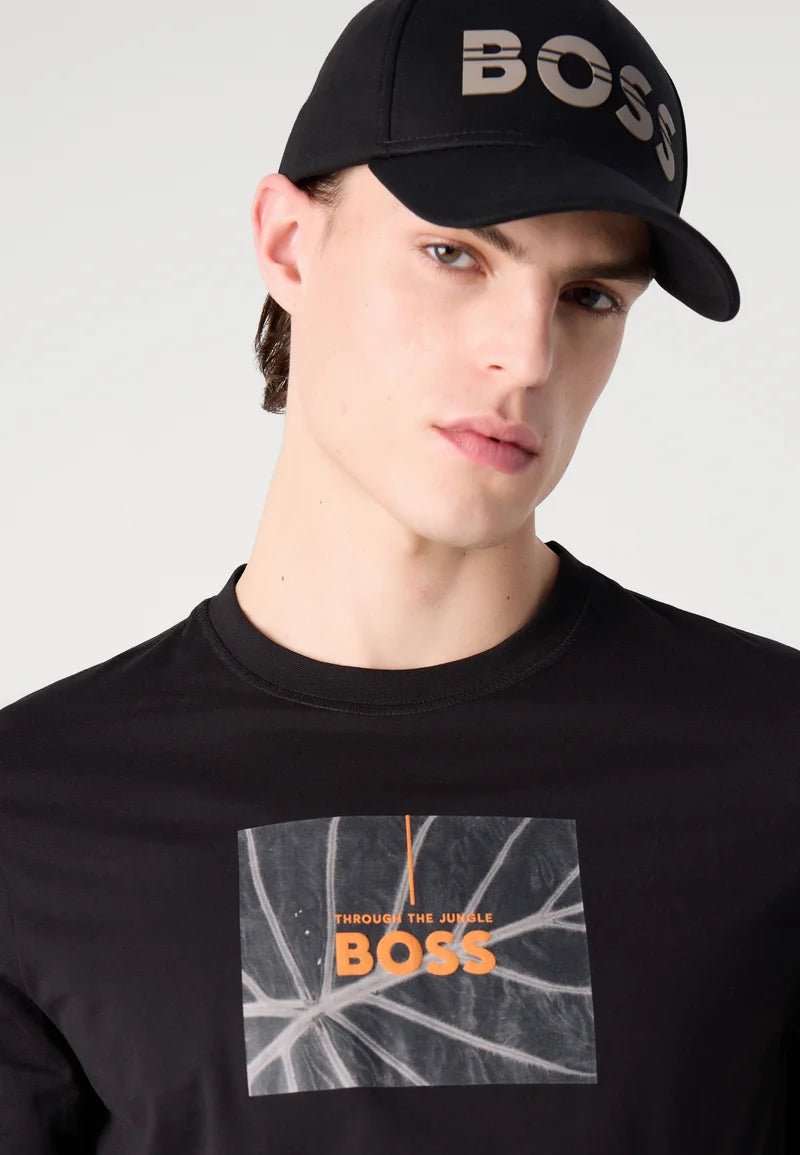 BOSS Men's Through The Jungle Graphic Box Logo Luxury T-Shirt