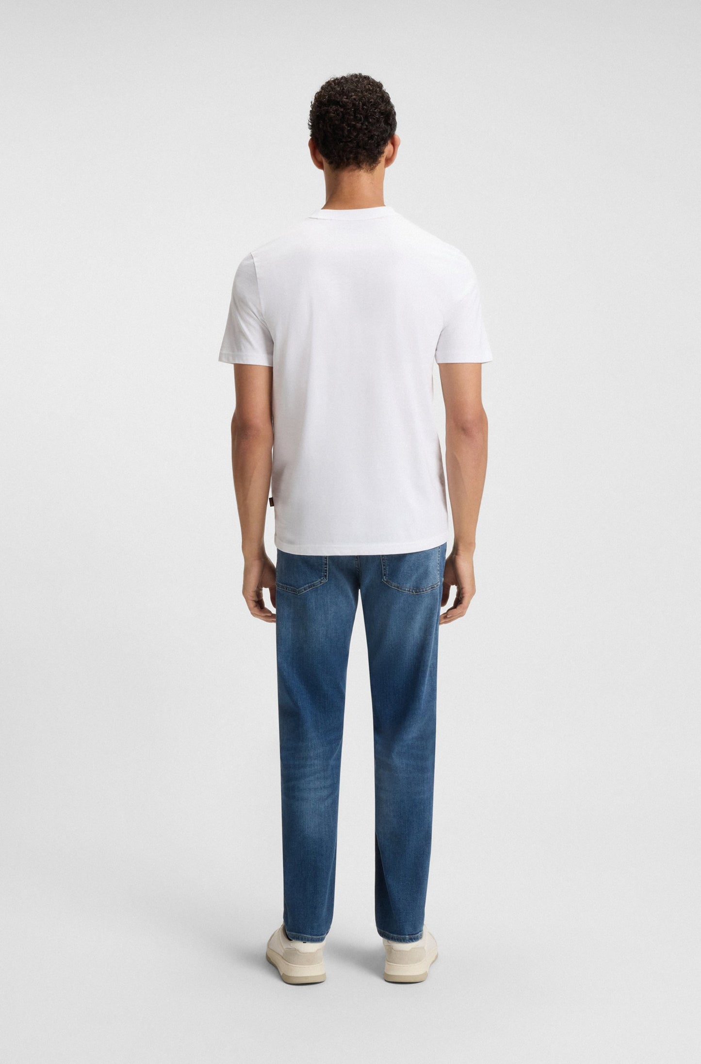 BOSS Men's Striped Fill Block Logo Luxury T-Shirt