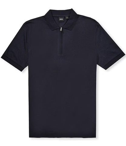 BOSS Zip-Neck Cotton Polo Shirt