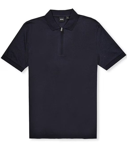 BOSS Zip-Neck Cotton Polo Shirt
