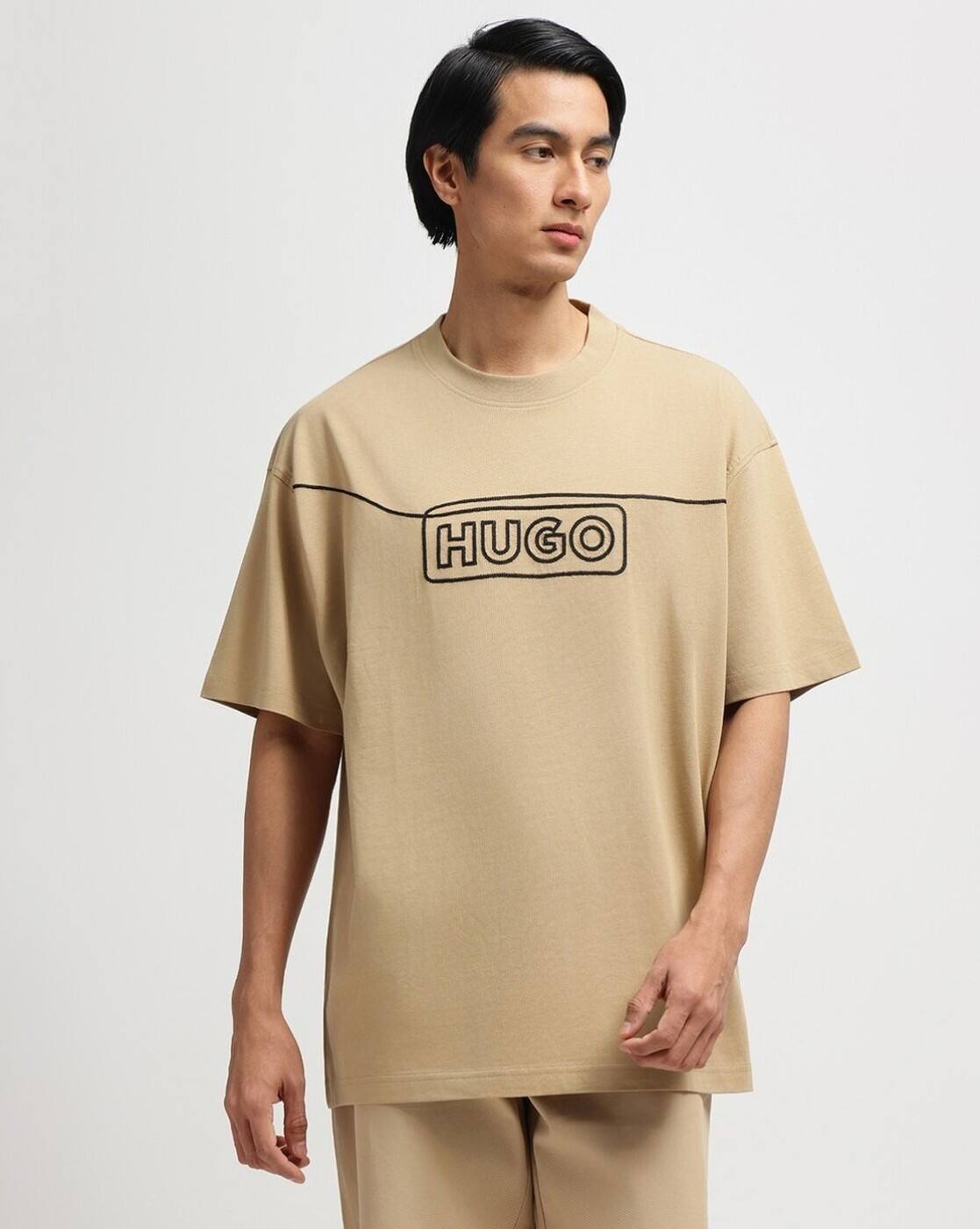 HUGO Men's Continuous One-Line Logo Luxury T-Shirt