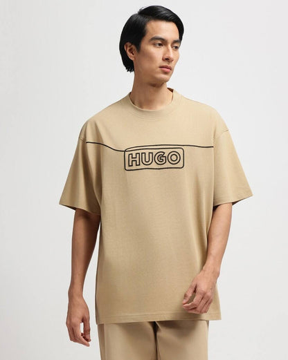 HUGO Men's Continuous One-Line Logo Luxury T-Shirt