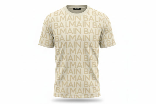 Balmain All-Over Logo Print Short Sleeve T-Shirt