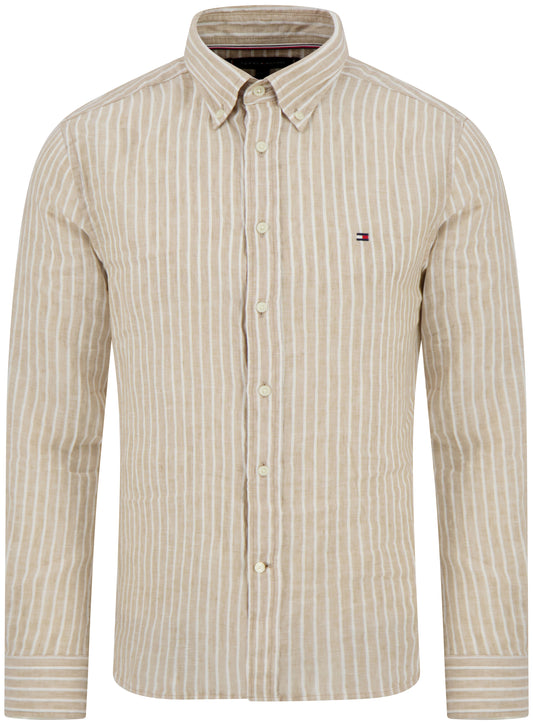 Tommy Hilfiger Long Sleeve Striped Linen Shirt