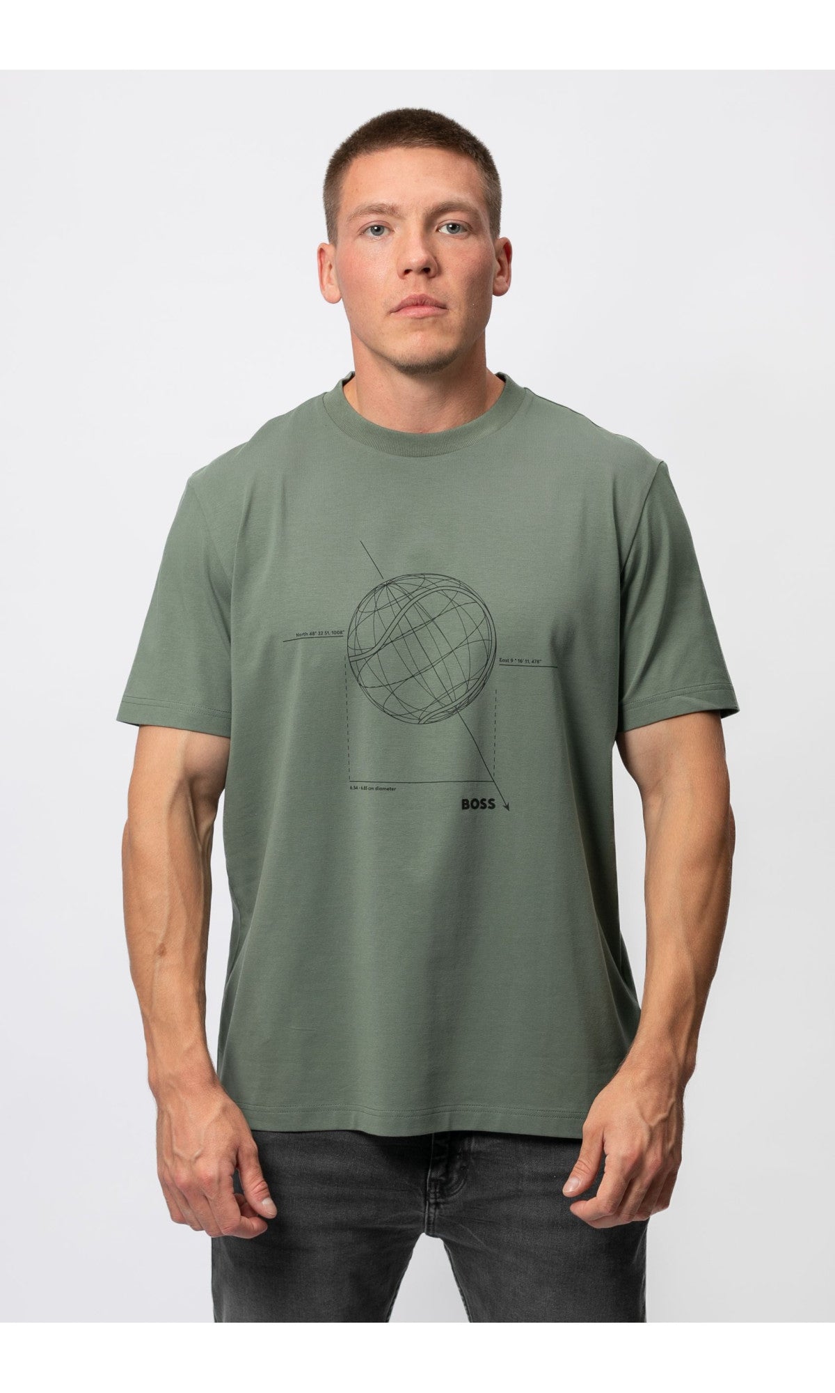 BOSS Men's Monogram Grid Block Logo Luxury T-Shirt