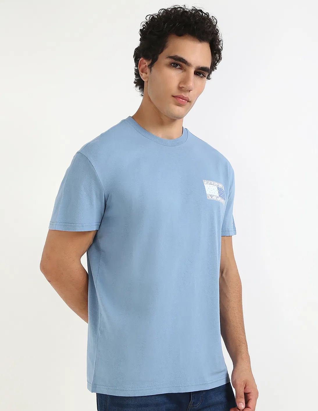 Tommy Jeans Men's Bandana Paisley Flag Graphic T-Shirt - Carolina Blue