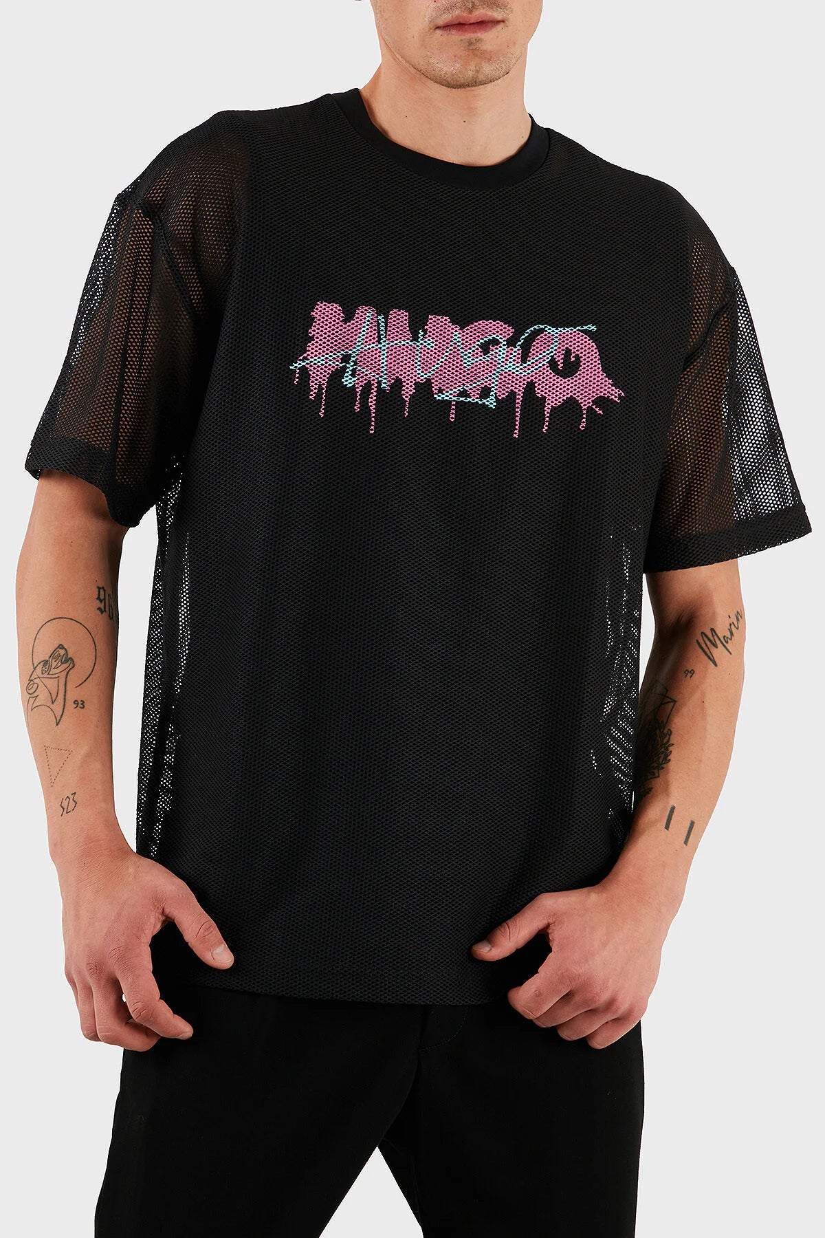 BOSS Men's Tropical Palm Leaf Silhouette Logo Luxury T-Shirt