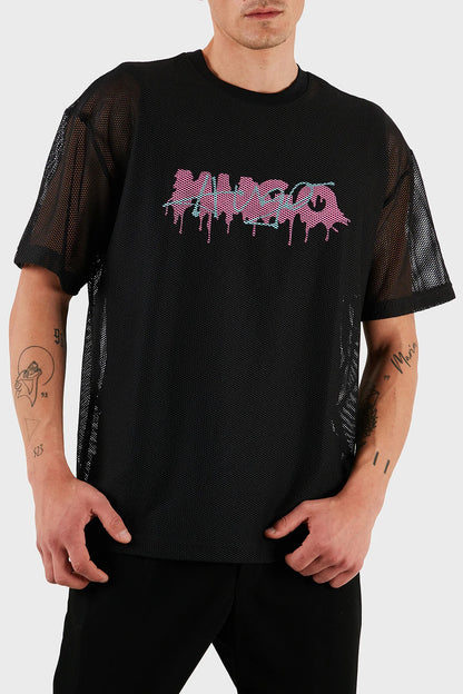 BOSS Men's Tropical Palm Leaf Silhouette Logo Luxury T-Shirt