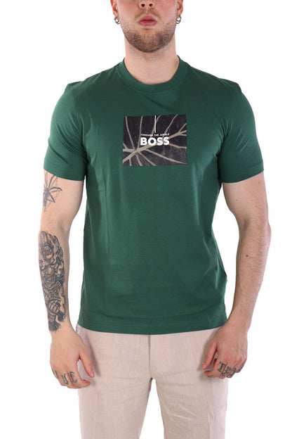 BOSS Men's Through The Jungle Graphic Box Logo Luxury T-Shirt
