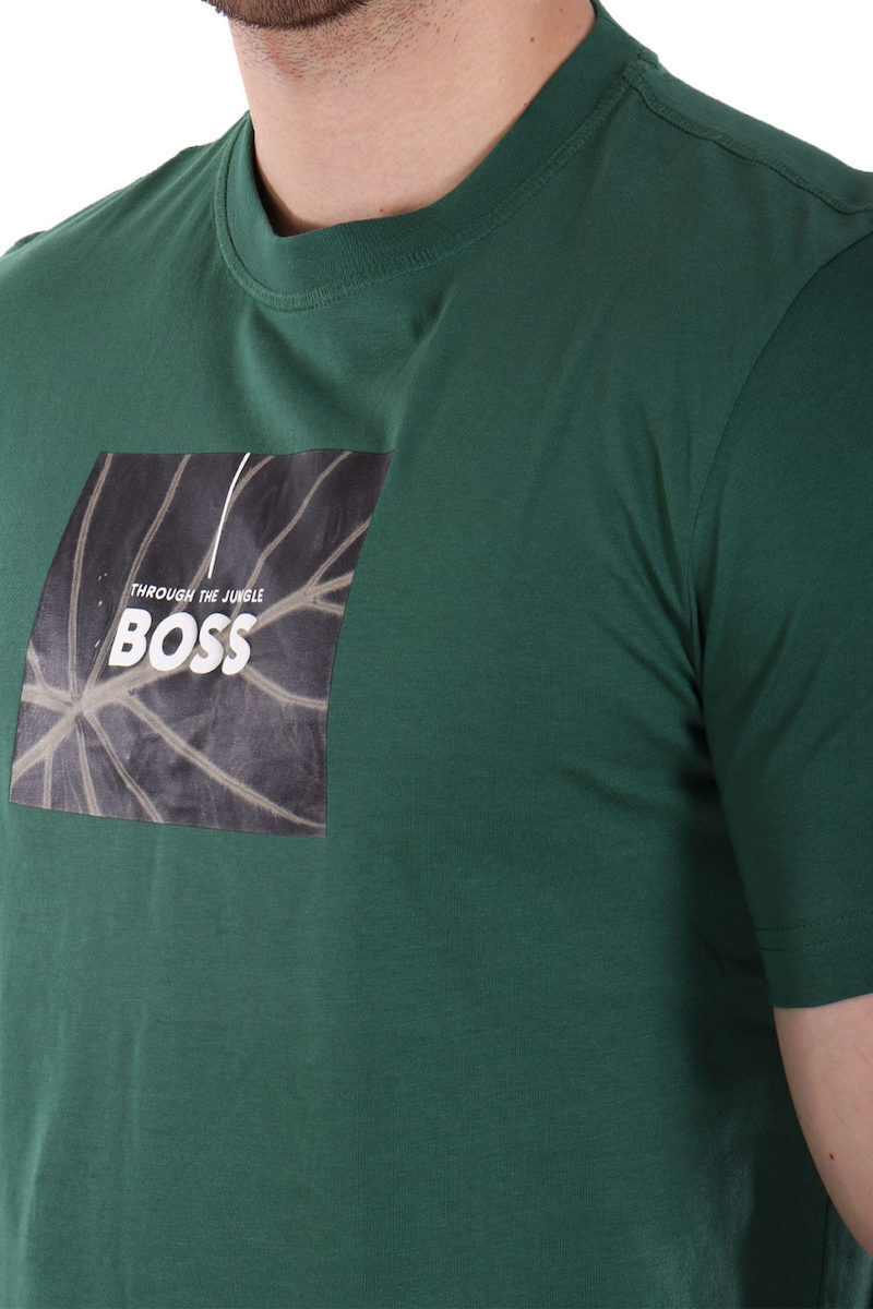 BOSS Men's Through The Jungle Graphic Box Logo Luxury T-Shirt