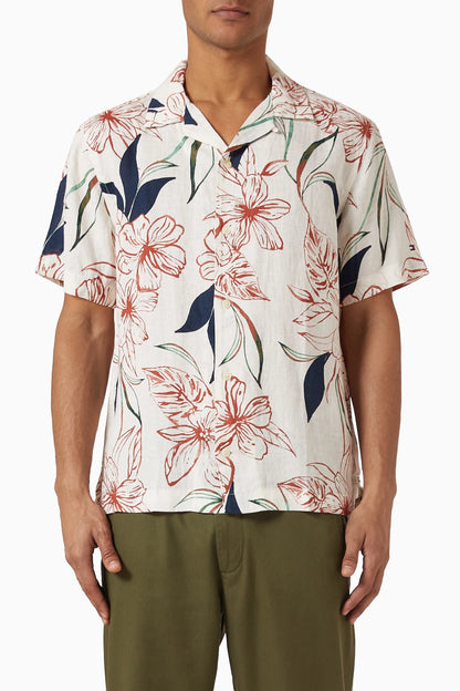 Tommy Hilfiger Tropical Floral Print Short-Sleeve Shirt