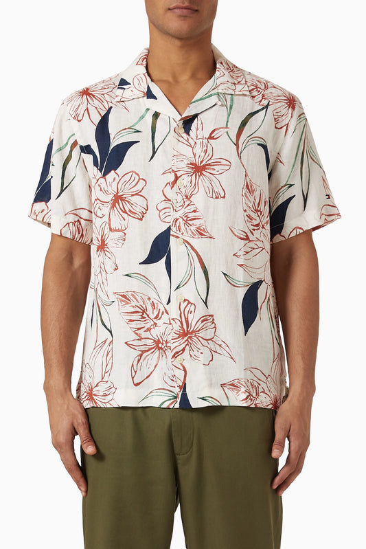 Tommy Hilfiger Tropical Floral Print Short-Sleeve Shirt