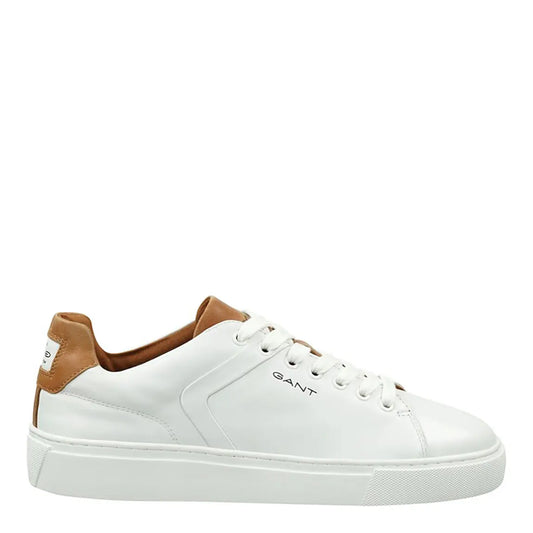 GANT Premium Leather Court Sneakers – White & Tan Edition