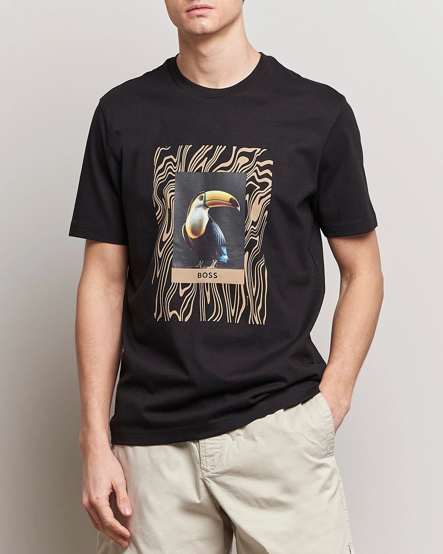 BOSS Men's Tropical Toucan Graphic Print Luxury T-Shirt