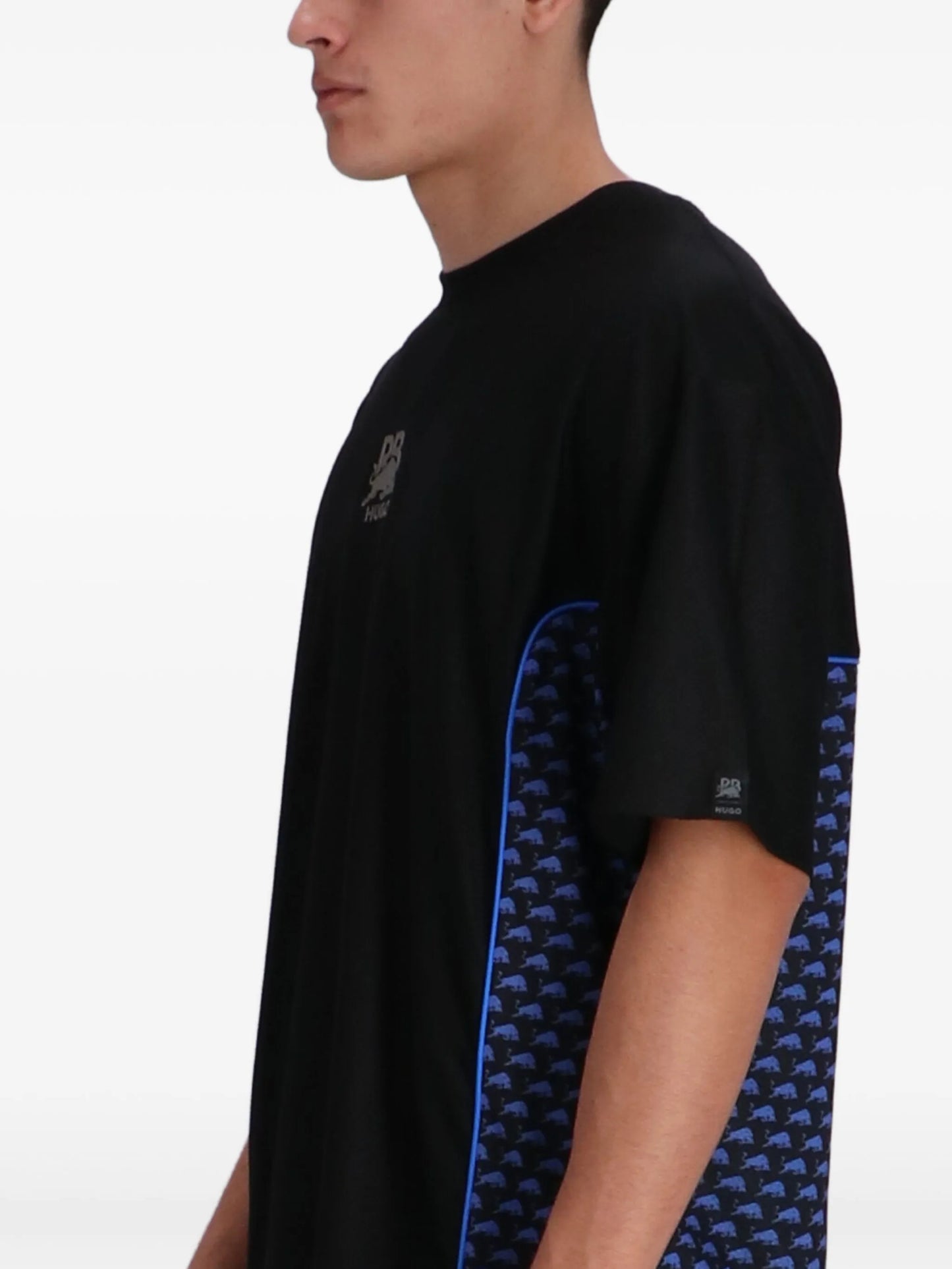 BOSS Men's Horizontal Slit Matrix Chest Logo Luxury T-Shirt