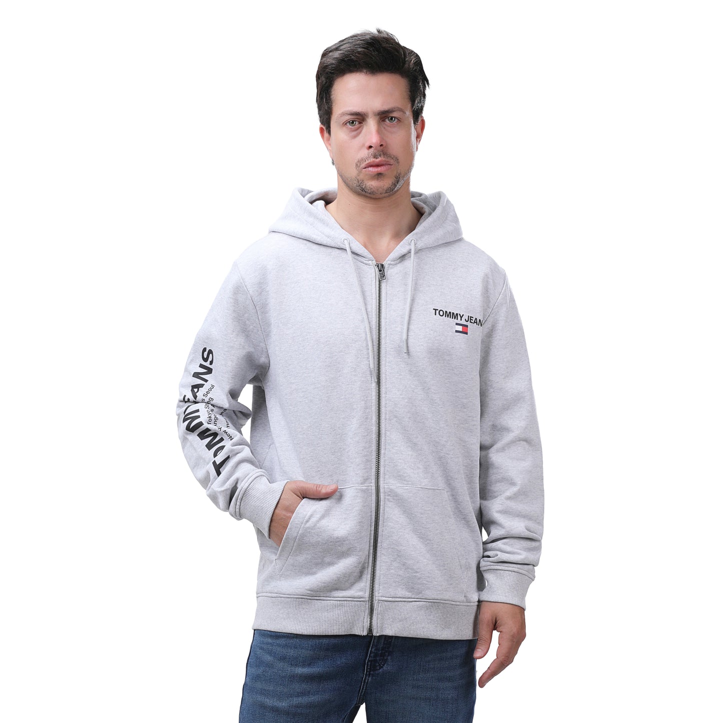 Tommy Jeans Essential Grey Zip Hoodie