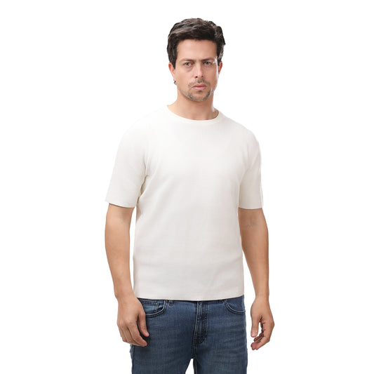 MNG Crew Neck Knit Tee – Lightweight Cotton Blend