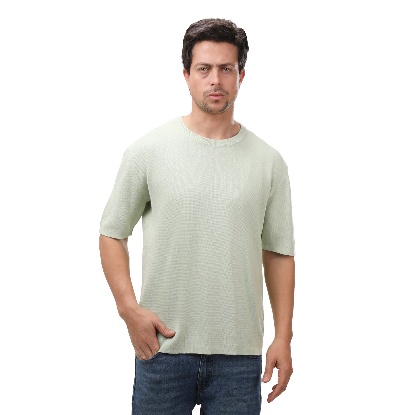 MNG Crew Neck Knit Tee – Lightweight Cotton Blend