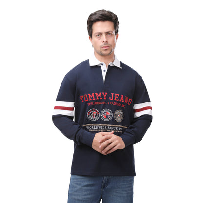 Tommy Jeans Archive Graphic Rugby Polo Shirt Ledger Fit
