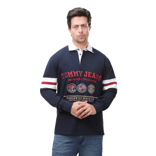 Tommy Jeans Archive Graphic Rugby Polo Shirt Ledger Fit