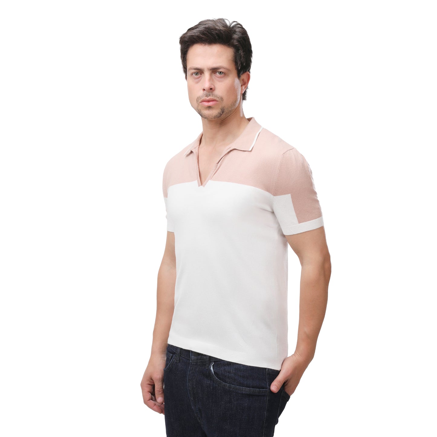 Mango Contrast Panel Knit Polo