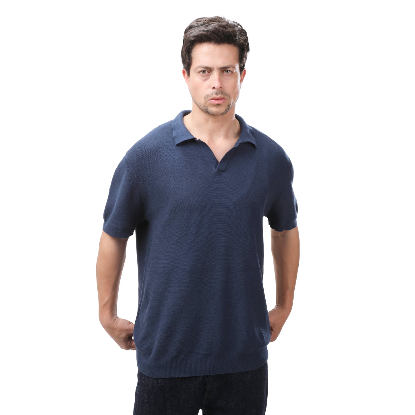 Mango Men’s Knit Polo Shirt with Open Collar