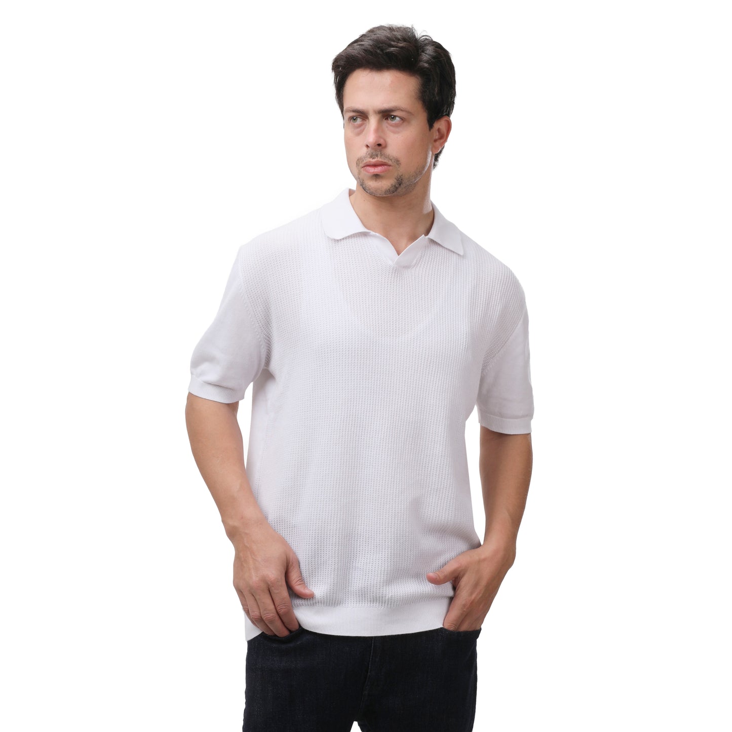Mango Men's Textured Knit Polo Shirt