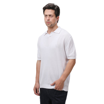 Mango Men's Textured Knit Polo Shirt