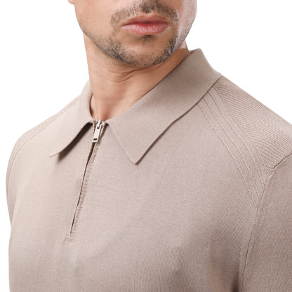 Mango Men's Textured Knit Quarter-Zip Polo Shirt
