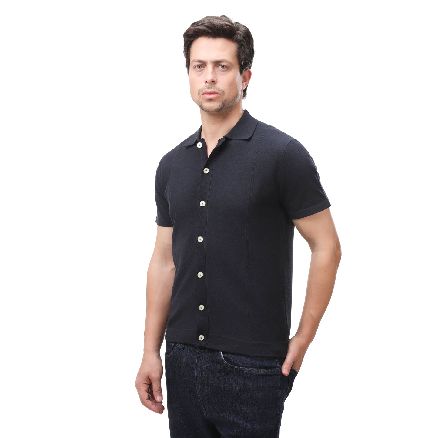 ZARA Short Sleeve Button-Down Knit Polo Shirt