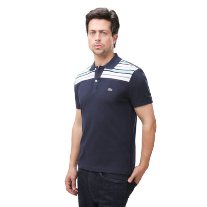 Lacoste Men's Striped Chest Pique Polo Shirt Regular Fit