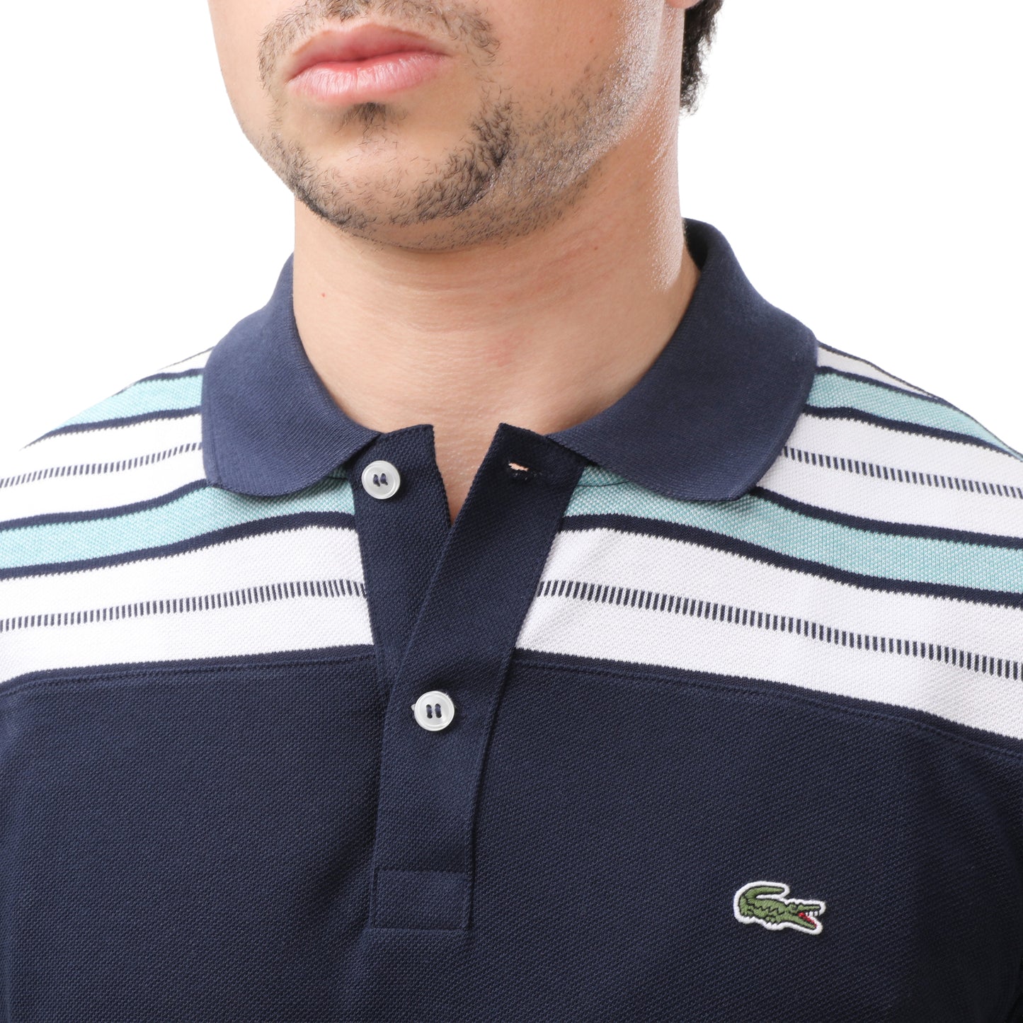 Lacoste Men's Striped Chest Pique Polo Shirt Regular Fit