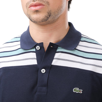 Lacoste Men's Striped Chest Pique Polo Shirt Regular Fit