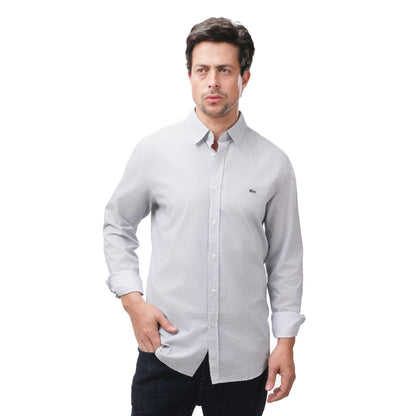 Men's Lacoste Button-Down with Micro-Pattern Detail