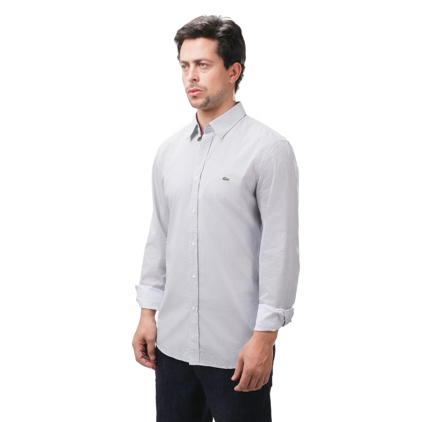 Men's Lacoste Button-Down with Micro-Pattern Detail