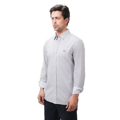 Men's Lacoste Button-Down with Micro-Pattern Detail