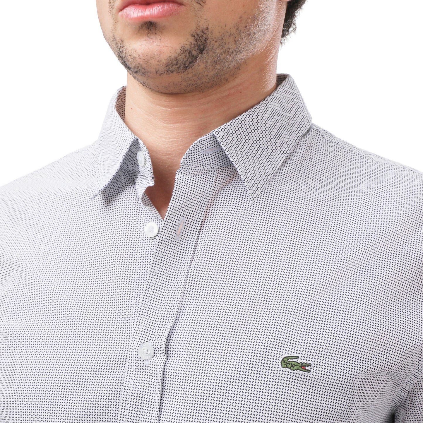 Men's Lacoste Button-Down with Micro-Pattern Detail