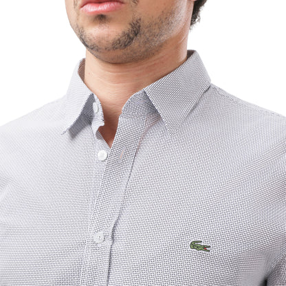 Men's Lacoste Button-Down with Micro-Pattern Detail